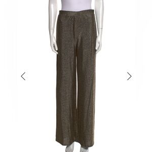 Reformation black metallic shiny wide leg high waisted fun pants